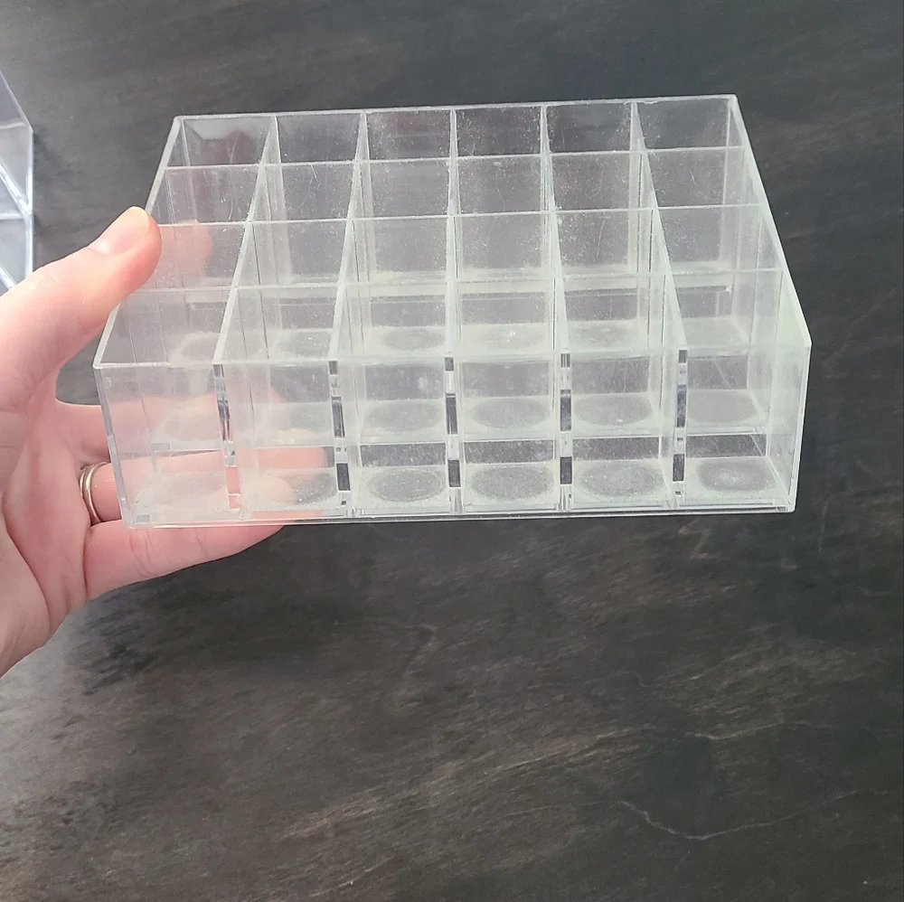 Set of three acrylic cosmetic makeup organizers